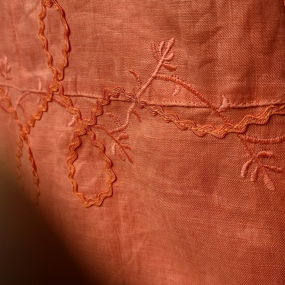 E-col-o-gie tangerine linen embroidered skirt sz10 - Picture 5 of 10